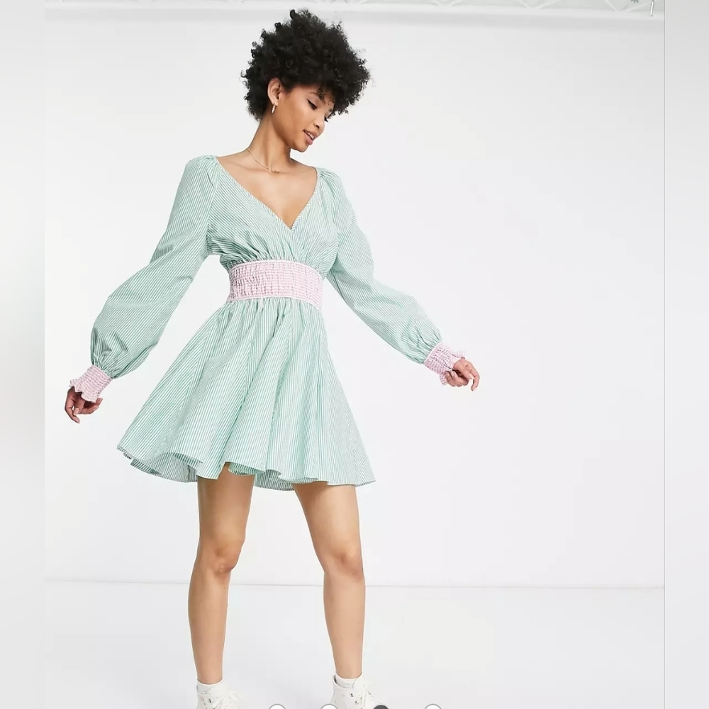 Topshop Tall stripe mix and match mini dress in multi